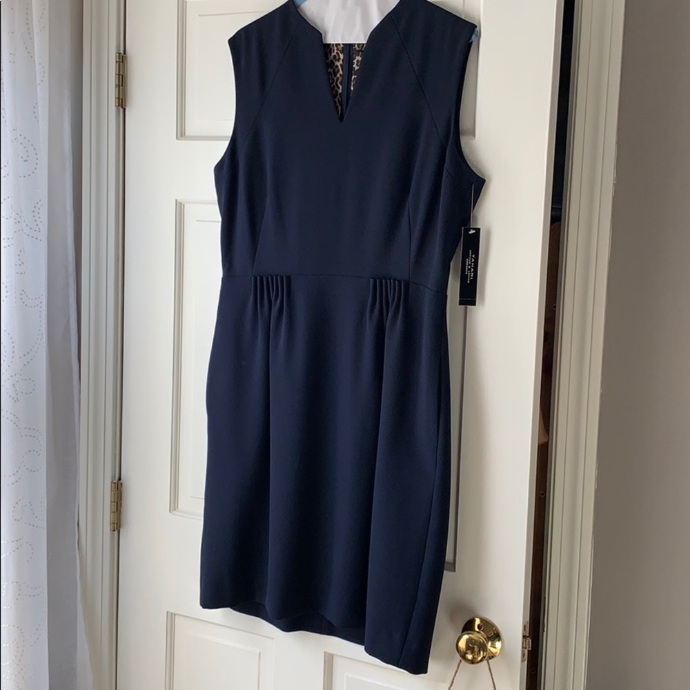 Tahari navy blue sheath dress size 12 NWT